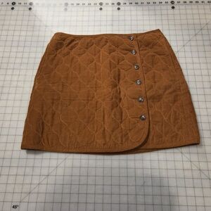 Madewell Quilted Button-Up Skirt in Rust